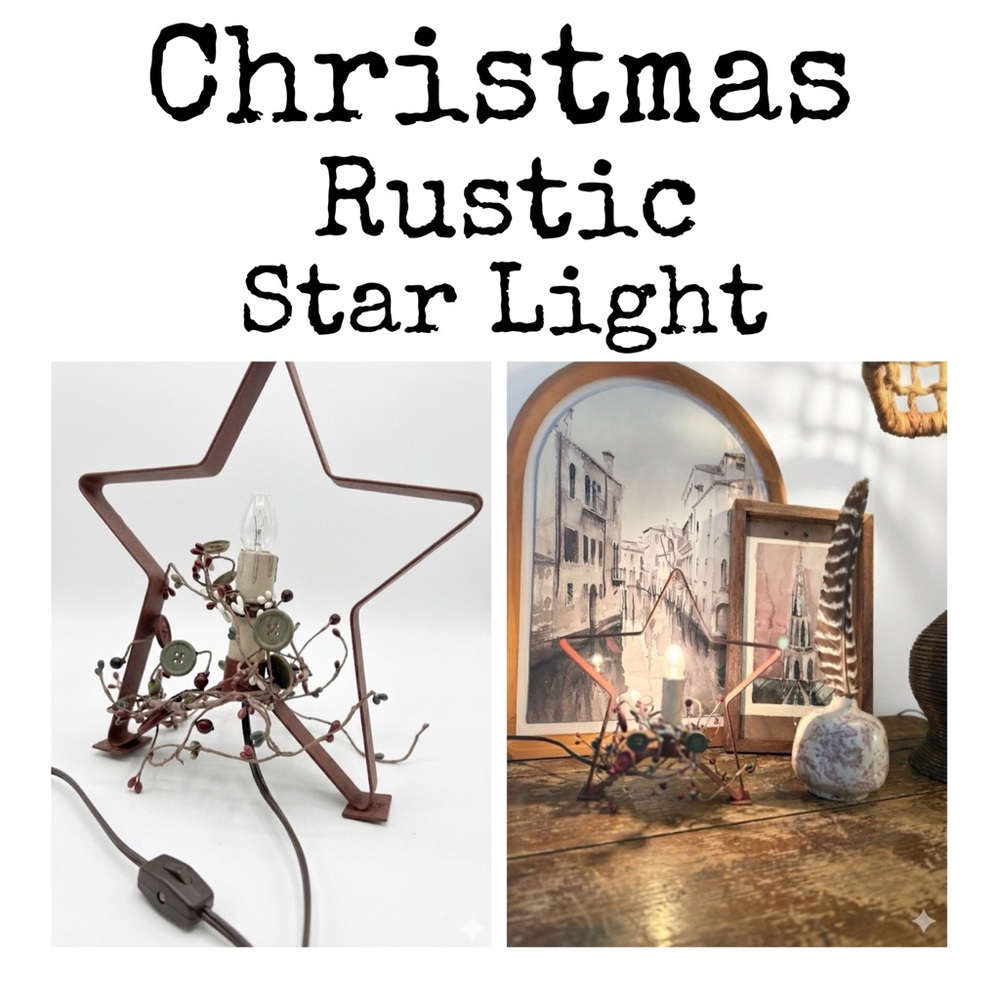 Primitive / Farmhouse Rustic Star Lamp - Picture 3 of 8
